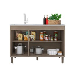 Balcão 119cm 3 Portas Karen Malbec/Avelã - Peternella - 2