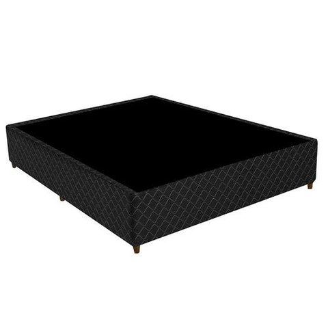 Base Box Poliéster Bordado Casal Preto