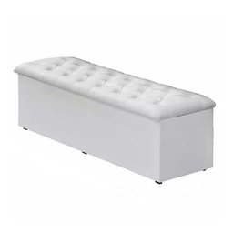 Cabeceira Mais Calçadeira Baú Casal 140cm Para Cama Box Sofia Corino Branco - 2