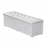 Cabeceira Mais Calçadeira Baú Casal 140cm Para Cama Box Sofia Corino Branco - 2