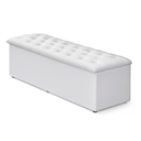 Ver imagem 3 de Cabeceira Mais Calçadeira Baú Casal 140cm para Cama Box Sofia Corino Branco