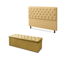 Ver imagem 1 de Cabeceira Mais Calçadeira Baú Casal 140cm para Cama Box Sofia Suede Bege