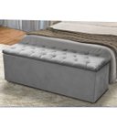 Ver imagem 3 de Cabeceira Mais Calçadeira Baú Casal 140cm Para Cama Box Sofia Suede Cinza