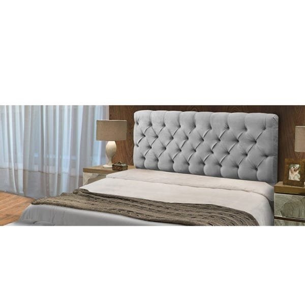 Cabeceira Mais Calçadeira Baú Casal 140cm Para Cama Box Sofia Suede Cinza - 2