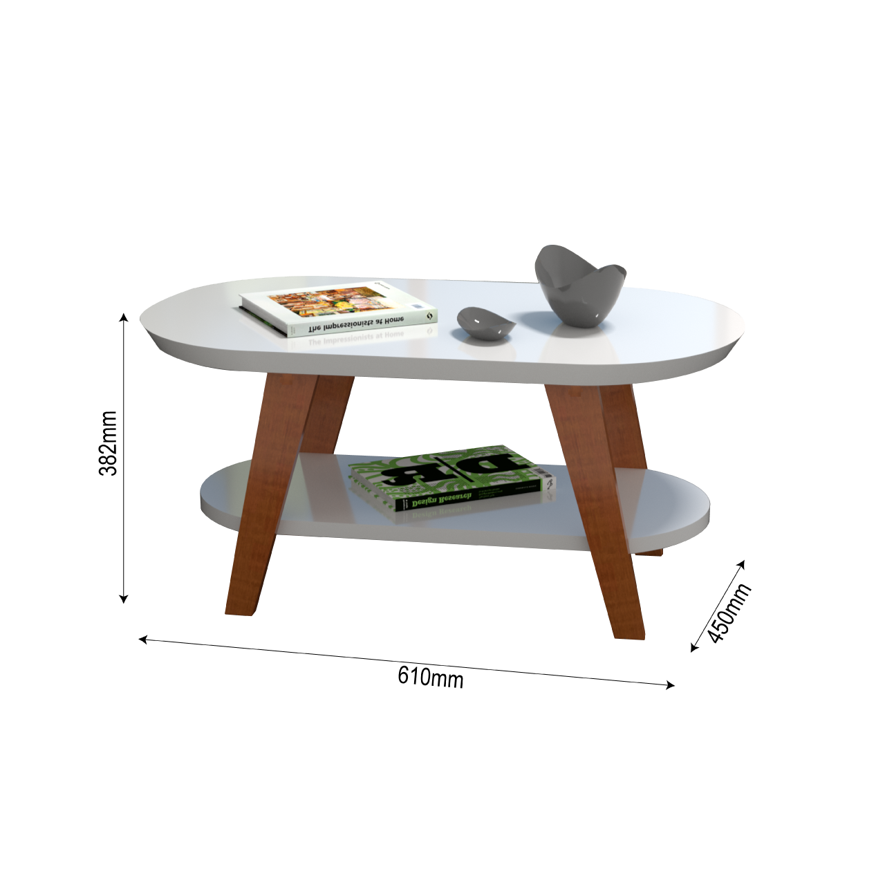 Mesinha Auxiliar Mesa de Centro para Sala em Mdf Branco - 3