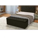 Ver imagem 1 de Cabeceira Mais Calçadeira Baú Casal 140cm Para Cama Box Sofia Suede Preta