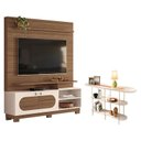 Ver imagem 1 de Estante Home Theater Axis Castanho Off White com Aparador Infinity Off White - Hb Móveis