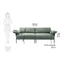 Ver imagem 4 de Sofá Living Modular Industrial 2 Lugares Basileia 240cm Yescasa Veludo Tx Verde Pistache