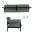 Ver imagem 5 de Sofá Living Modular Industrial 2 Lugares Basileia 240cm Yescasa Veludo Tx Verde Pistache