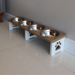 Comedouro Elevado Pet Triplo Cachorro Mdf Linha Básica - Amadeirado - 1