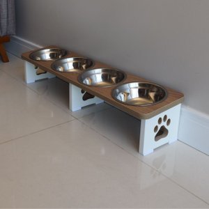 Comedouro Elevado Pet Triplo Cachorro Mdf Linha Básica - Amadeirado