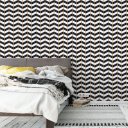 Ver imagem 2 de Papel de Parede Chevron Branco, Preto e Dourado - 3,00x0,50m