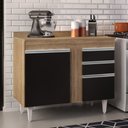 Ver imagem 2 de Balcão Gabinete 100cm com Tampo 2 Portas Luziania Castanho/Preto - Lumil Lumil Móveis