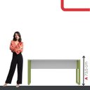 Ver imagem 5 de Escrivaninha Mesa Escritório X 150cm Industrial Cinza e Verde Miró