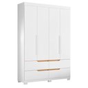 Ver imagem 4 de Guarda Roupa Solteiro Doble 04 Portas e Cômoda Duetto Branco - Móveis Albatroz