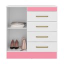 Ver imagem 3 de Cômoda Montevidéu 4 Gavetas Branco/Rosa Flex Demóbile