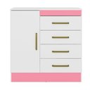 Ver imagem 1 de Cômoda Montevidéu 4 Gavetas Branco/Rosa Flex Demóbile