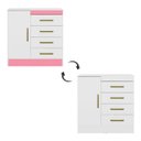 Ver imagem 4 de Cômoda Montevidéu 4 Gavetas Branco/Rosa Flex Demóbile