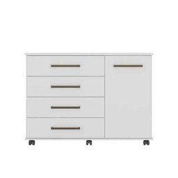 COMODA FLORA 4 GAVETAS 1 PORTA COM CORREDIÇAS TELESCÓPICAS BRANCO - DEMÓBILE - 3