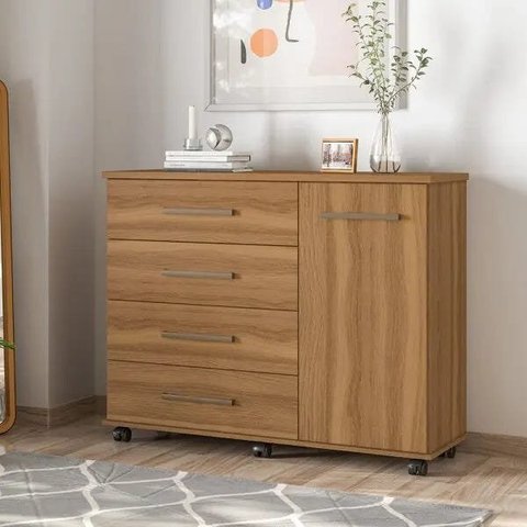 COMODA FLORA 4 GAVETAS 1PORTA FLORA AMENDOLA TOUCH COM CORREDIÇA TELESCÓPICAS - DEMÓBILE