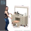 Ver imagem 6 de Penteadeira Camarim Com LED Banqueta Espelho 9 Gavetas 137cm Eloá Patrimar Off White