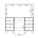Ver imagem 7 de Penteadeira Camarim Com LED Banqueta Espelho 9 Gavetas 137cm Eloá Patrimar Off White
