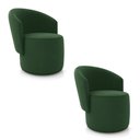 Ver imagem 2 de Poltrona Decorativa Orgânica Fixa para Sala Kit 2 Malu Veludo Verde M11 - D’Rossi