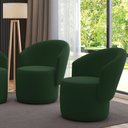Ver imagem 1 de Poltrona Decorativa Orgânica Fixa para Sala Kit 2 Malu Veludo Verde M11 - D’Rossi