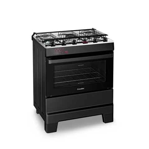 Fogão Esmaltec Ideal Top 5 Bocas Preto Mesa Inox Acendimento Automático Bivolt