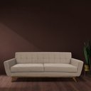 Ver imagem 2 de Sofá 3 Lugares 210cm Miami Base Madeira Veludo Bege - Nexta Casa
