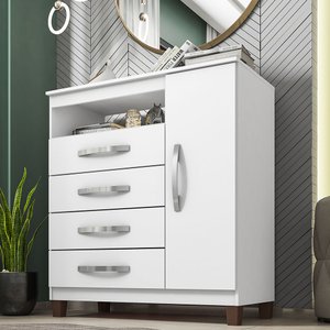Cômoda Sapateira 1 Porta 4 Gavetas Cannes Incorplac - Branco                                                                                   