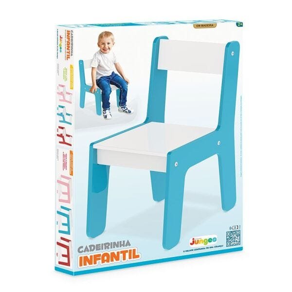 Cadeira Cadeirinha Infantil Azul em Madeira Brinquedo - Junges - 3