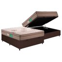 Ver imagem 1 de Cama Box Baú Casal: Colchão Espuma D33 Polar Pérola + Base Crc Courano Brown (138x188)