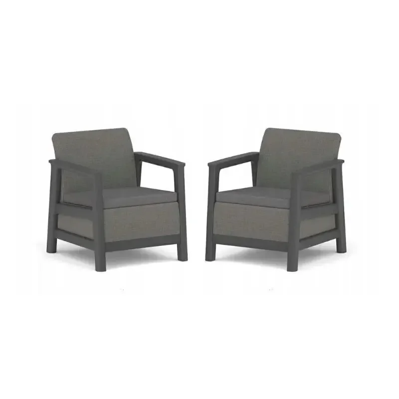 Conjunto de 2 Poltronas Individuais Scandi Linea Grafite Keter