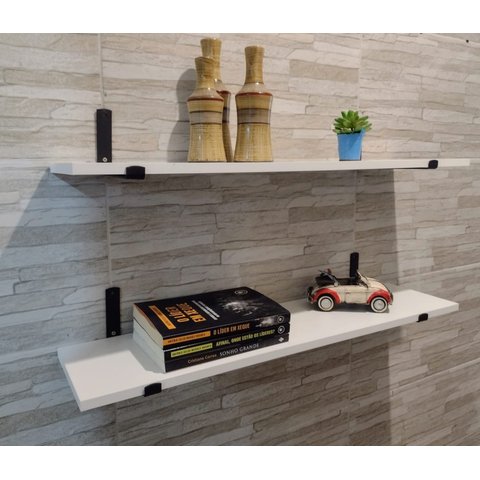 Kit 2 Prateleiras Branca 100% Mdf 60x20 C Suporte Invertido
