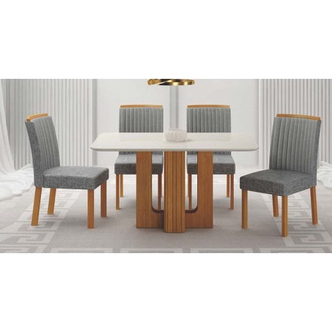 Conjunto Jantar 4 Cadeiras 1,20x80 Izabelle - Arbo Design