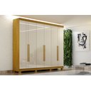 Ver imagem 3 de Roupeiro 6 Portas 4 Gavetas Detalhe Friso Madri Cinamono/Off White