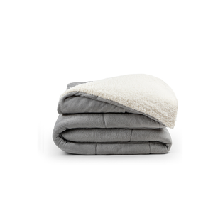 Coberdrom Cobertor Dupla Face 1 Peça Queen Manta Soft e Sherpa de Carneiro - Cinza