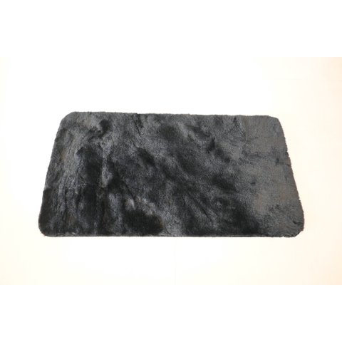 Tapete Passadeira Pele de Coelho Antiderrapante Melody - Jolitex - Preto - 66x180cm