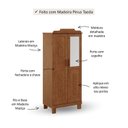 Ver imagem 5 de Guarda-Roupa 2 Portas com Espelho Madeira Linha Cobre Marrom/Castanho