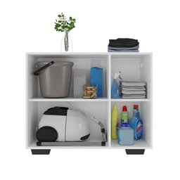 Armário Lavanderia com 3 Portas 90 cm Multimóveis MP5034 Branco/Preto - 4