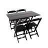 Conjunto Premium de Mesa Dobravel de Madeira 1,20x70 com 4 Cadeiras Preto - 1