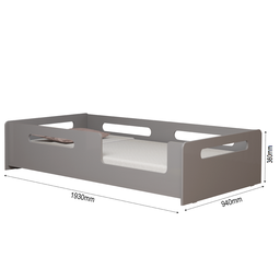 Cama Montessori Solteiro Infantil Grade Proteção com Colchão:cinza - 5