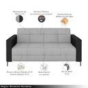 Ver imagem 3 de Sofá Living Decorativo Houston 2 Lugares 160cm Pés em Metal Veludo/ Pu Cinza/ Preto G33 - Gran Belo