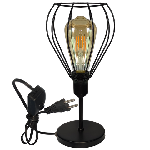 Luminária Mesa Abajur Mini Aramado Teardrop Preto P/décor