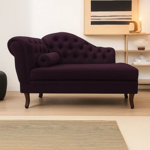 Recamier Divã Larissa 1,20cm Direito Sala Veludo:roxo/liso