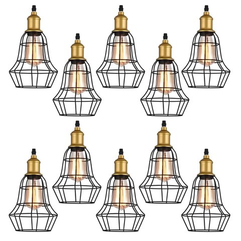 Kit 10 Pendente Aço Taschibra 40w Vintage 160 Preto Lustre