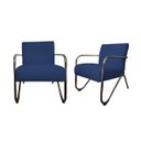 Ver imagem 1 de Kit 2 Poltronas Decorativa Bela Suede Azul Marinho Braço Cromado Ms Decor