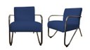 Ver imagem 1 de Kit 2 Poltronas Decorativa Bela Suede Azul Marinho Braço Cromado Ms Decor