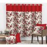 Cortina Estampada Floral Vermelha 3m x 2,50m para Sala / Quarto Varão Simples - 1